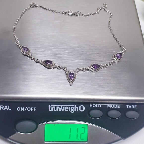 Vintage Amethyst Teardrop Necklace in 925 Silver - Picture 6 of 6